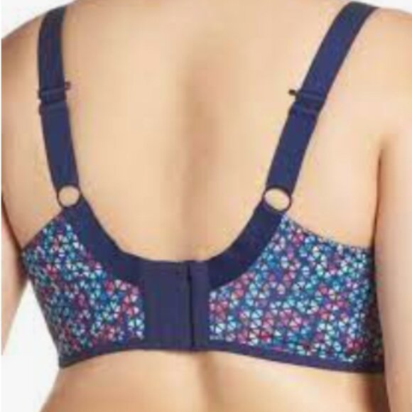 Elomi Energise Geo Sports Bra Navy Geometric Print Size 36H - Picture 4 of 6